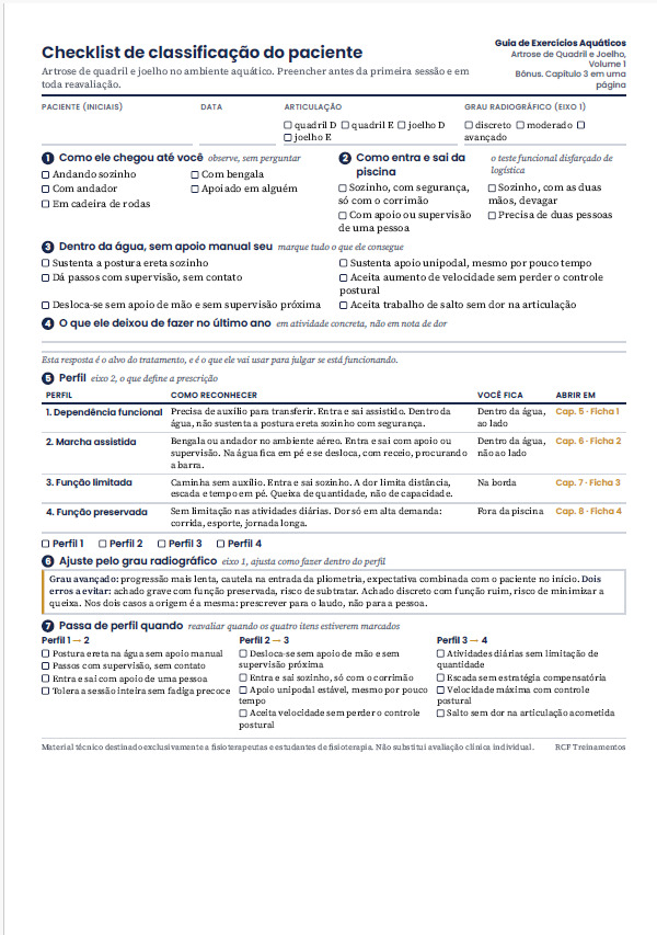 Miniatura do checklist de classificação do paciente, uma página